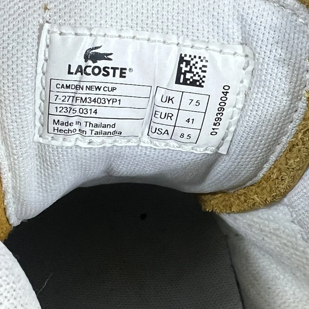 Lacoste Camden New Cup Textured Low Top Sneakers Purple Yellow Straps Size 8.5